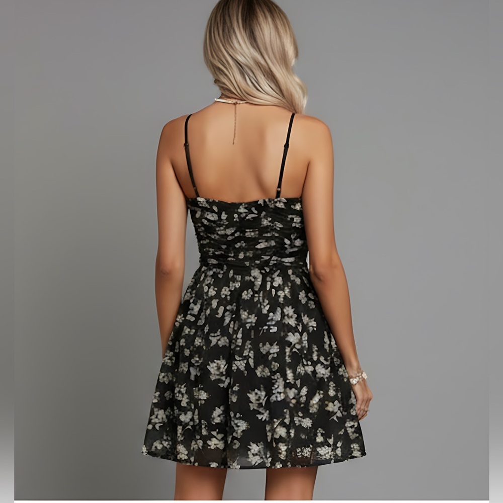 Chiffon Floral Print Knot Front Cami Dress - Picture 4 of 8